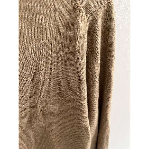 Lands End Men M Pullover Ribbed Knit Sweater 1/4 Zipper Tan Preppy - Picture 7 of 7